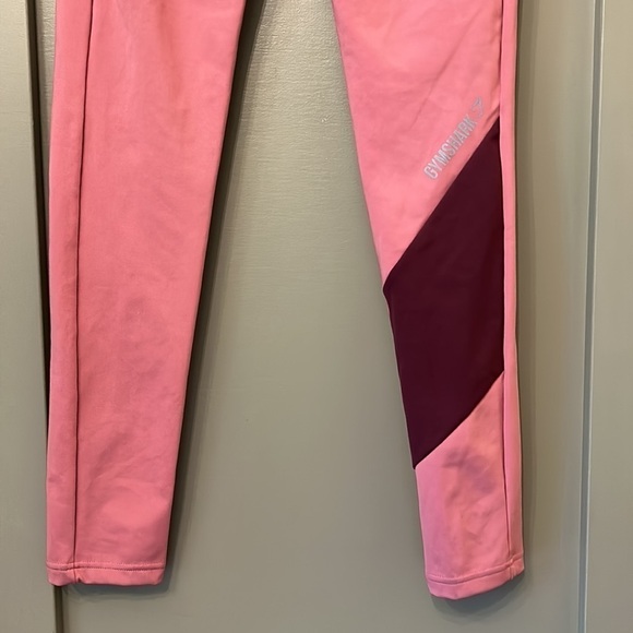 GYMSHARK Asymmetric Leggings Crossover Waist High Rise Dusky Pink/Dark Ruby S - Picture 13 of 15